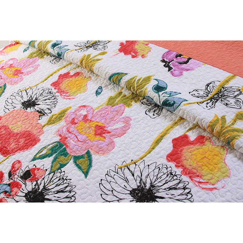 Full / Queen Cotton Quilt Set Multi-Color Floral Pattern, photo 3 of 3