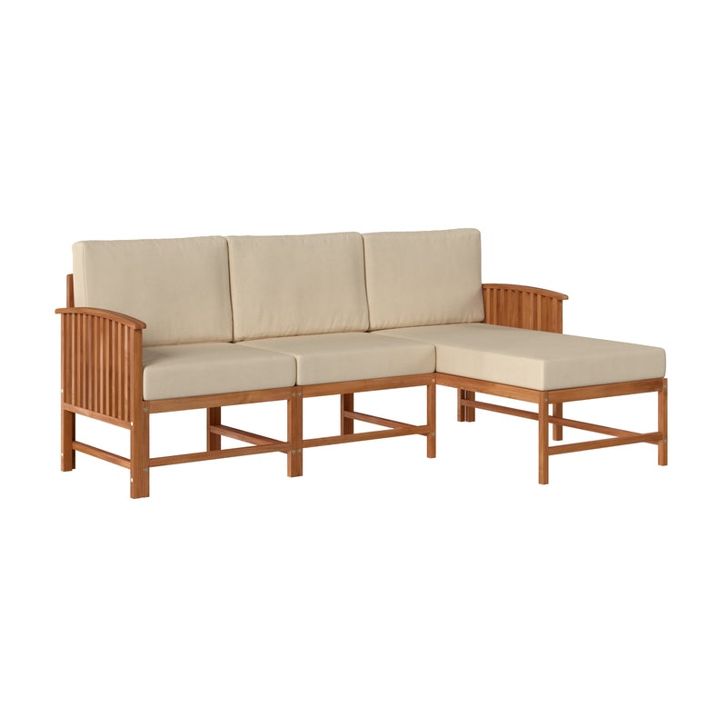 Midland Modern Solid Wood 3-Piece Outdoor Sectional Set