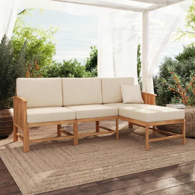 Midland Modern Solid Wood 3-Piece Outdoor Sectional Set