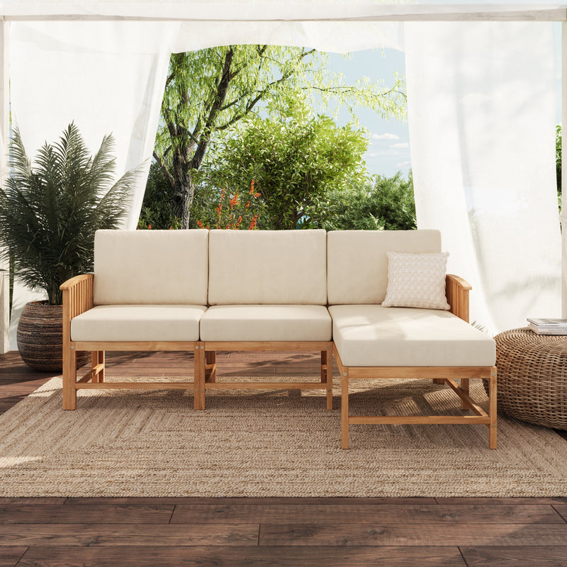 Midland Modern Solid Wood 3-Piece Outdoor Sectional Set