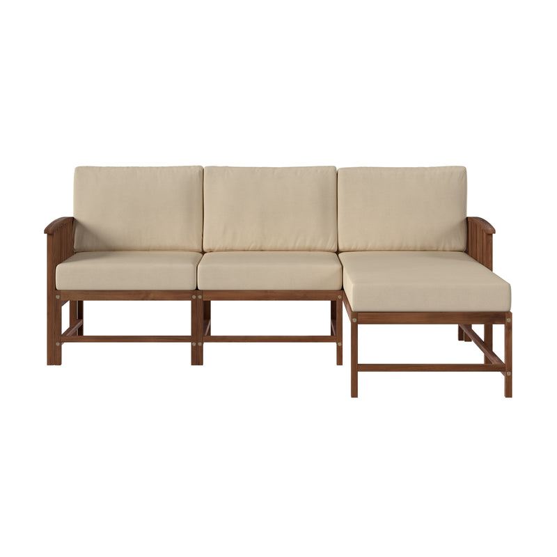 Midland Modern Solid Wood 3-Piece Outdoor Sectional Set