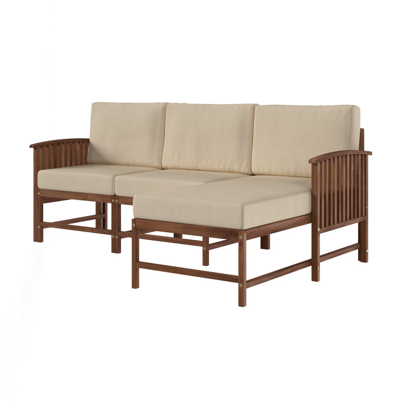 Midland Modern Solid Wood 3-Piece Outdoor Sectional Set