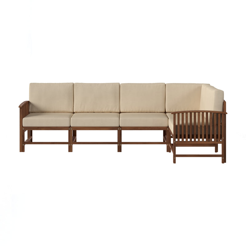 Midland Modern Solid Wood 5-Piece Outdoor Sectional Set