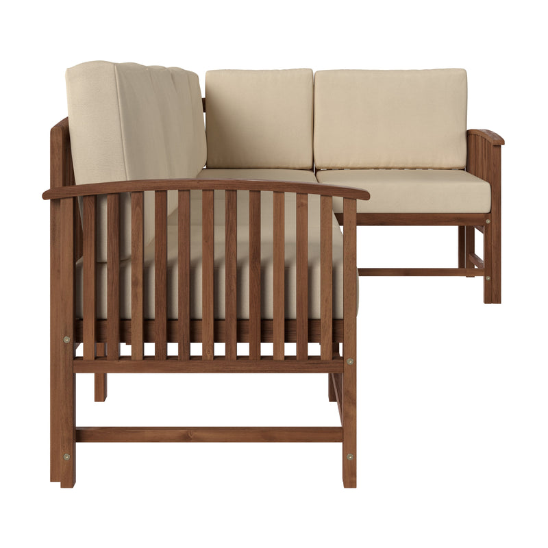 Midland Modern Solid Wood 5-Piece Outdoor Sectional Set