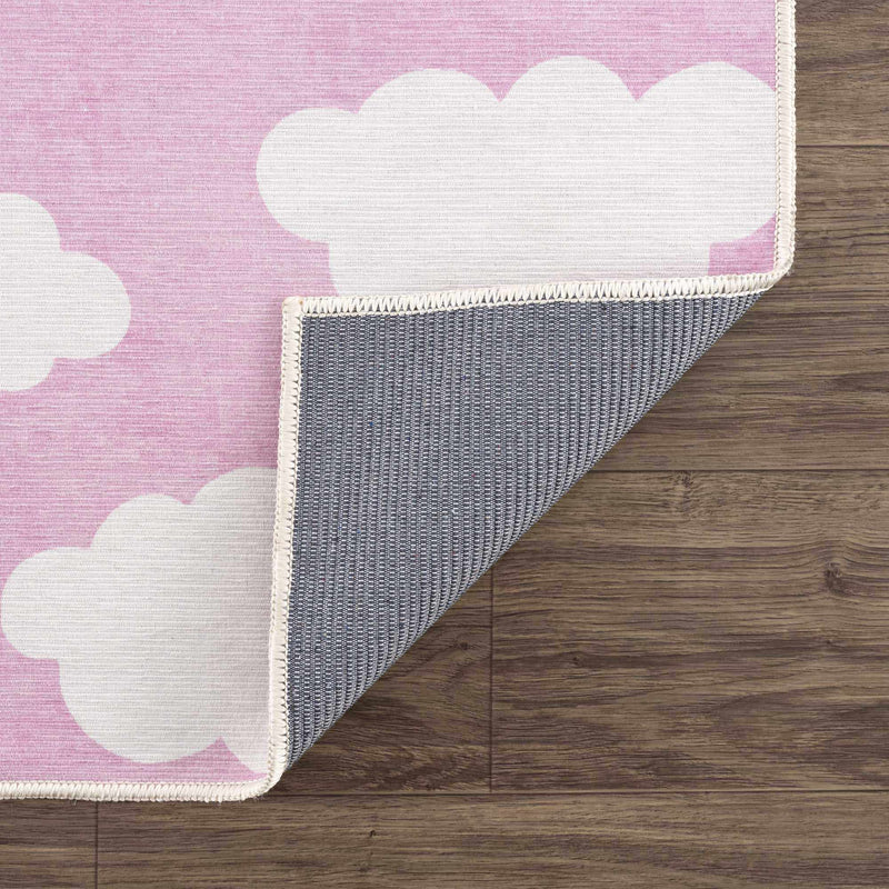Nizar Pink Cloud Washable Kids Rug - Clearance