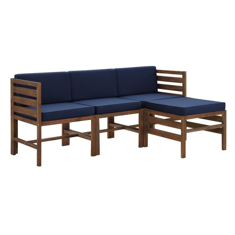 Sanibel 4 Piece Modular Acacia Set with Ottoman