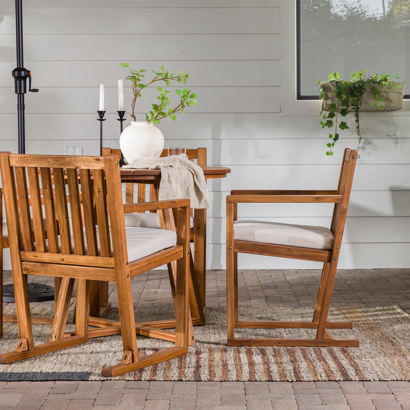 Prenton 5-Piece Modern Solid Wood Geometric Outdoor Dining Set