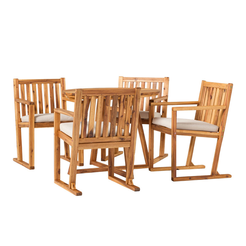 Prenton 5-Piece Modern Solid Wood Geometric Outdoor Dining Set