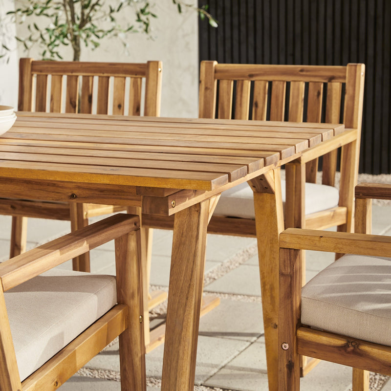 Prenton 7-Piece Modern Solid Wood Geometric Outdoor Dining Set