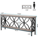 Modern 70-inch Long Narrow Foyer Entryway Table with Grey Wood Top and Shelf