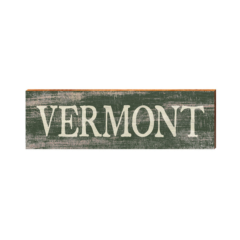 Vermont Farmhouse Green Wooden Sign | Wall Art Print on Real Wood
