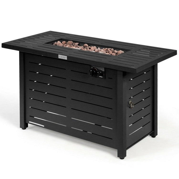 60,000 BTU Brown Rectangular Portable LP Gas Propane Fire Pit Table, photo 2 of 5