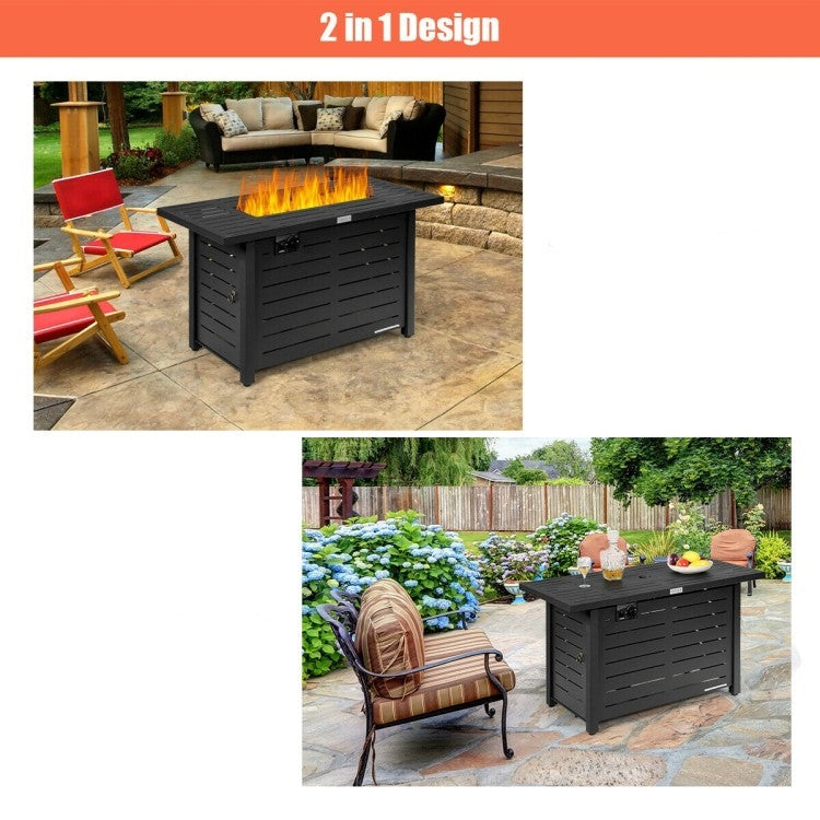 60,000 BTU Brown Rectangular Portable LP Gas Propane Fire Pit Table, photo 4 of 5