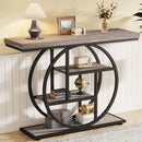 Modern 41-inch Wide Narrow Entryway Console Table with Grey Wood Finish Shelves
