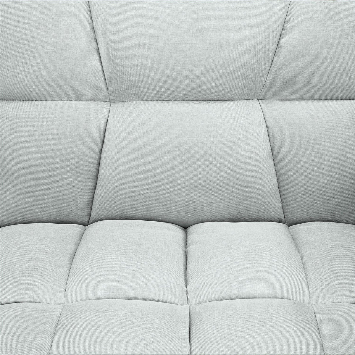 Plush Gray Split-Back Design Convertible Linen Tufted Futon w/ 2 Pillows, photo 5 of 5