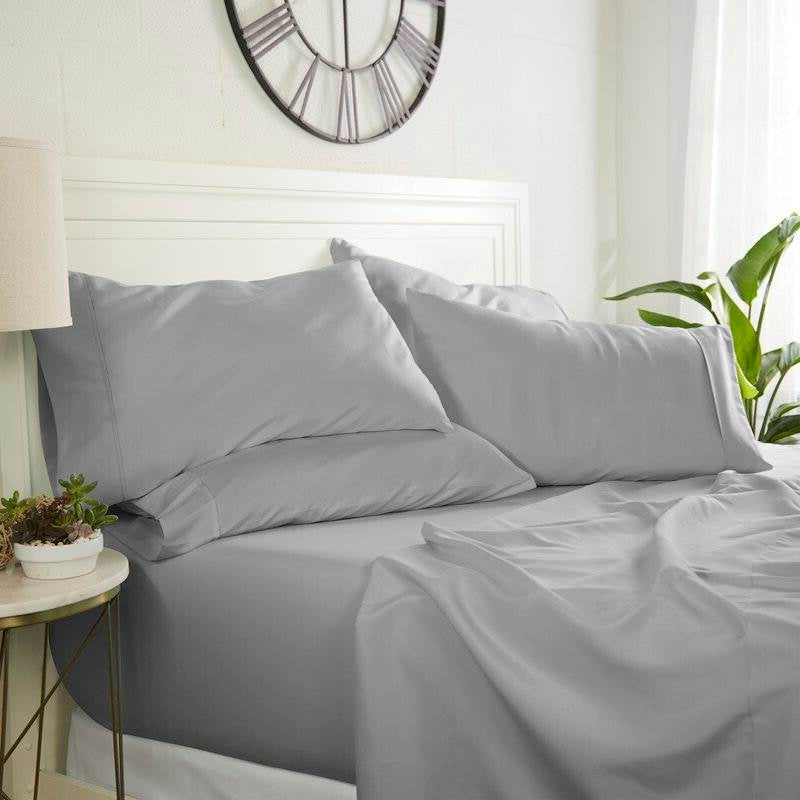 Full size Grey 6 Piece Wrinkle Resistant Microfiber Polyester Sheet Set, photo 2 of 4