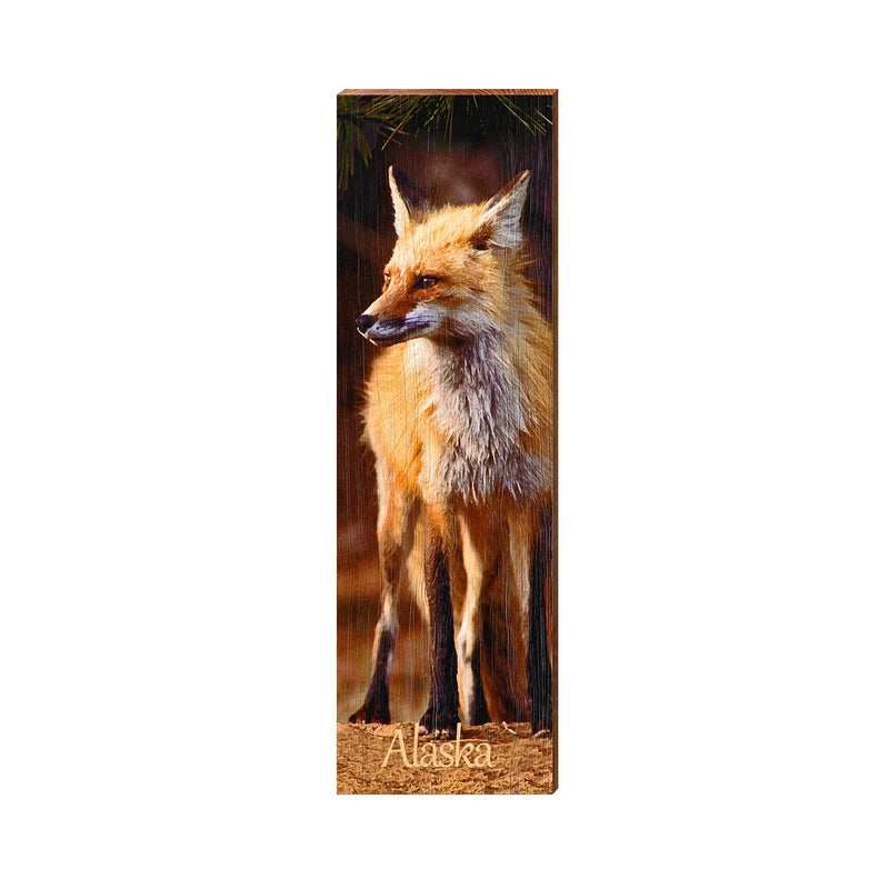 Alaska Fox | Wall Art Print on Real Wood