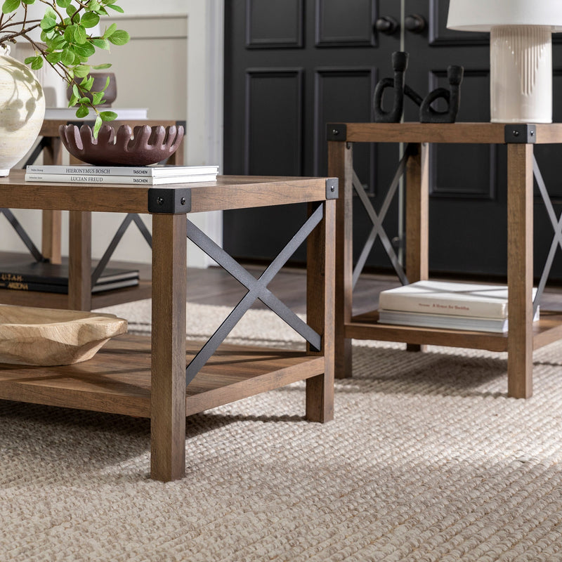 3-Piece Barndoor Accent Table Set