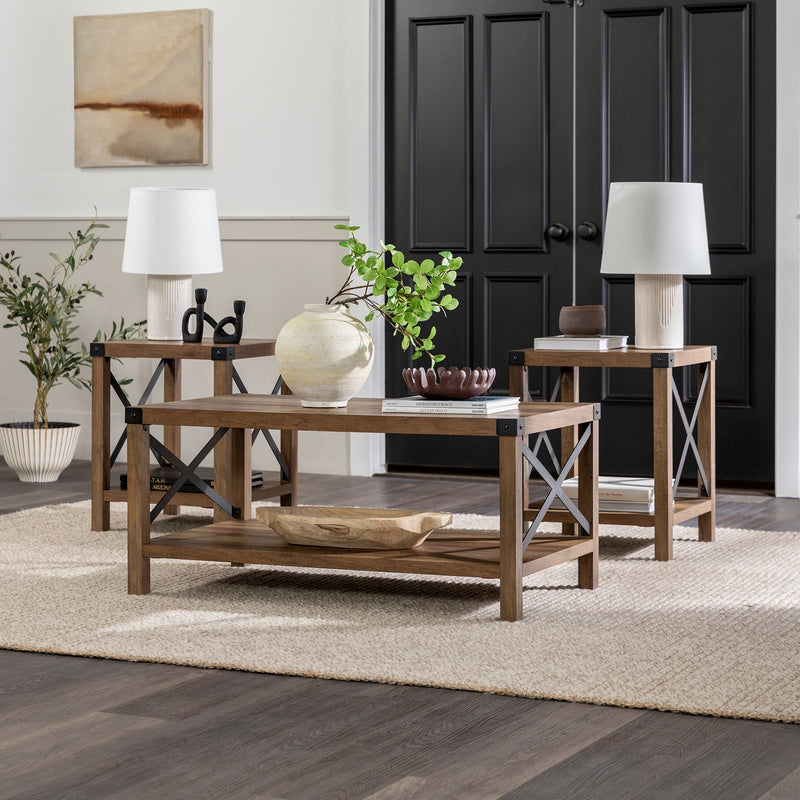 3-Piece Barndoor Accent Table Set