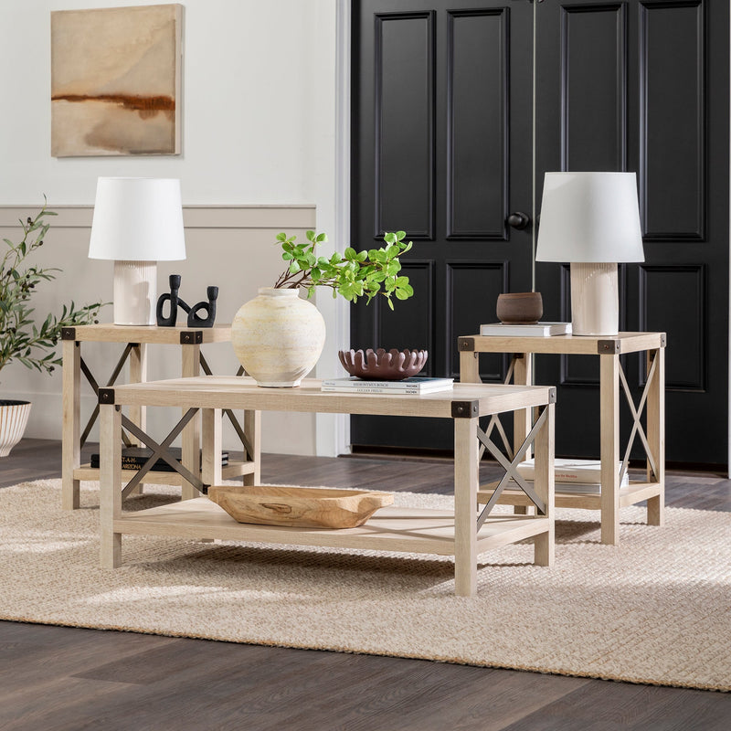 3-Piece Barndoor Accent Table Set