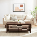 Groove Coastal Grooved Panel Coffee Table with Lower Shelf