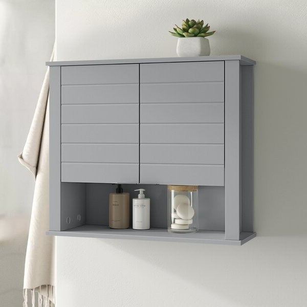 Gray 2 Door Wall Mounted Bathroom Storage Cabinet, photo 2 of 3