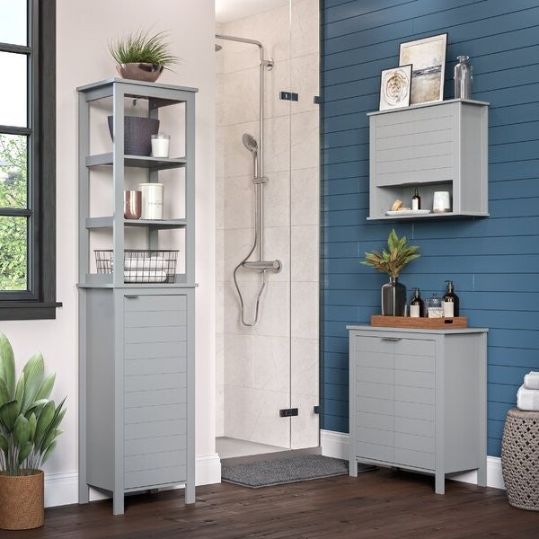 Gray 2 Door Wall Mounted Bathroom Storage Cabinet, photo 3 of 3
