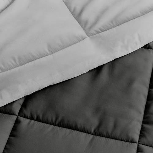 Full/Queen 3-Piece Microfiber Reversible Comforter Set in Grey / Light Grey, photo 3 of 5