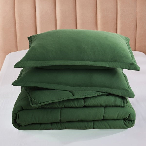 Twin Size Green 3 Piece Microfiber Reversible Comforter Set, photo 5 of 5