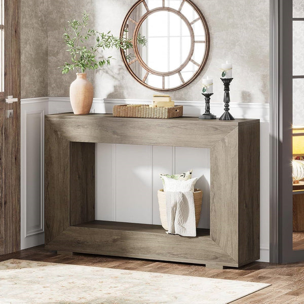 Modern Farmhouse 47-inch Long Entryway / Console Table in Grey Wood Finish, photo 2 of 5