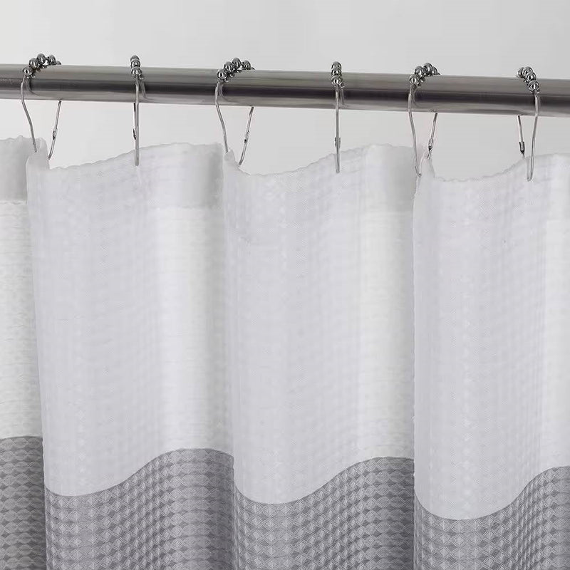 72-inch Grey White Striped Luxurious Textured Polyester Fabric Shower Curtain, photo 2 of 5