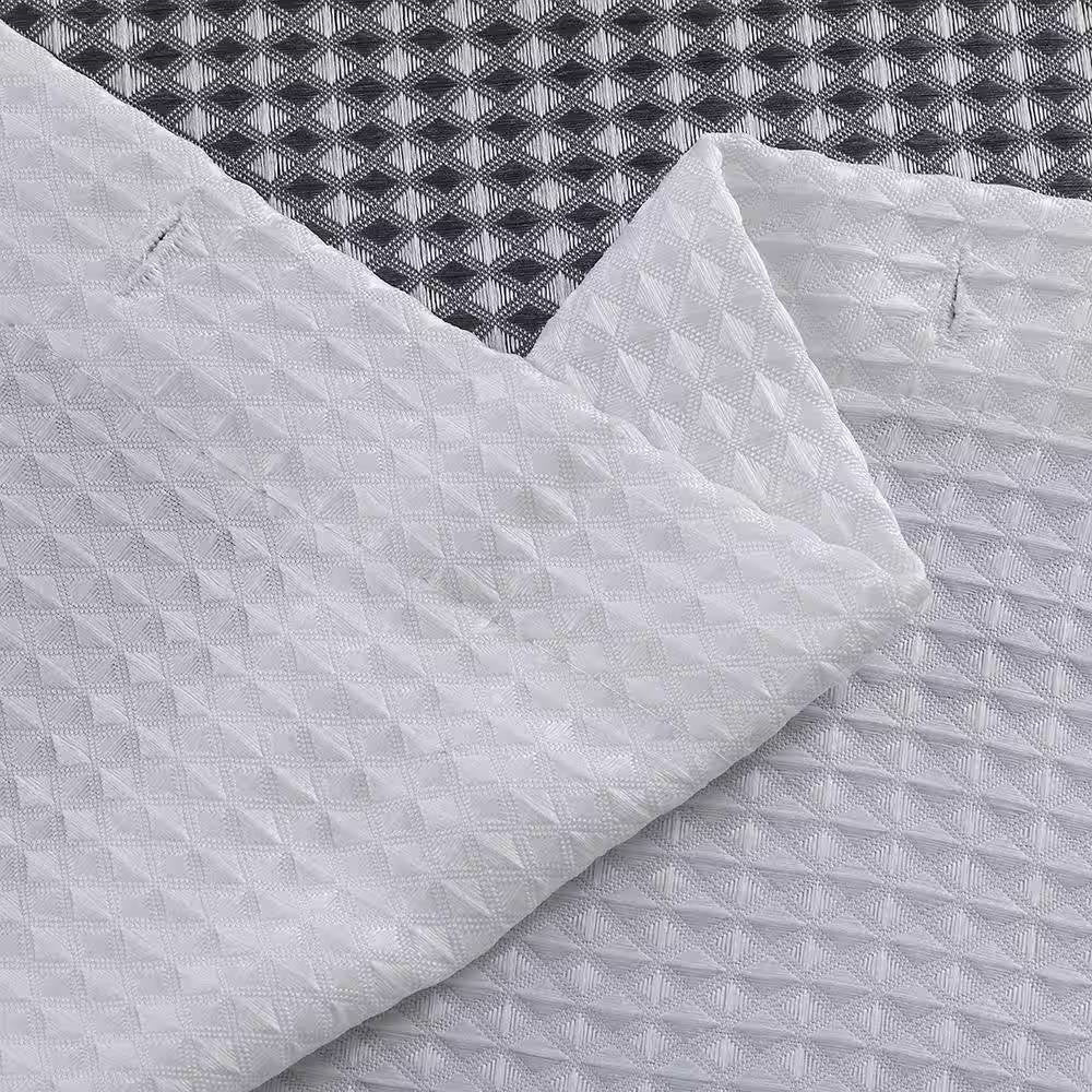 72-inch Grey White Striped Luxurious Textured Polyester Fabric Shower Curtain, photo 4 of 5