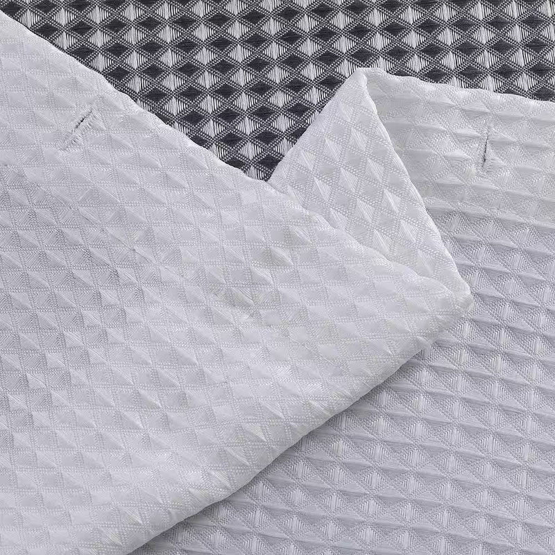 72-inch Grey White Striped Luxurious Textured Polyester Fabric Shower Curtain, photo 4 of 5