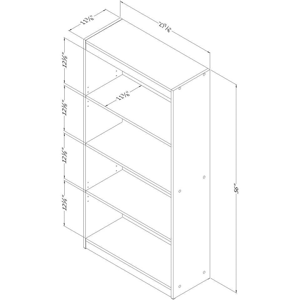 Modern Four Shelf Bookcase in Grey Oak Wood Finish, photo 3 of 4