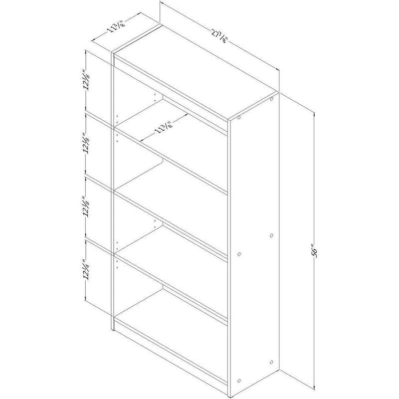 Modern Four Shelf Bookcase in Grey Oak Wood Finish, photo 3 of 4