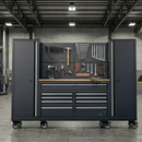 100" Rolling Tool Chest Workstation with Bench Top & Side Cabinets