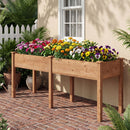 Fir Wood Outdoor Raised Garden Bed with Divider Panel and Drainage Holes