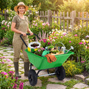 Dual-Wheel Wheelbarrow Garden Utility Cart with Pneumatic Tires