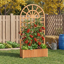 Wooden Raised Garden Bed with Trellis 71" Outdoor Planter Box Privacy Screen