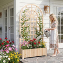 Wooden Raised Garden Bed with Trellis 71" Outdoor Planter Box Privacy Screen