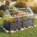 68 x 33 x 21 Inch Galvanized Raised Garden Bed with Cover