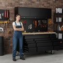 Overhead Pro 72" Rolling Tool Chest | 79" Tall | 24" Deep | 14 Drawers | Overheads | Pegboard & Power Strip by GTools USA