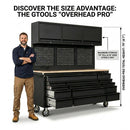 Overhead Pro 72" Rolling Tool Chest | 79" Tall | 24" Deep | 14 Drawers | Overheads | Pegboard & Power Strip by GTools USA