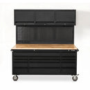 Overhead Pro 72" Rolling Tool Chest | 79" Tall | 24" Deep | 14 Drawers | Overheads | Pegboard & Power Strip by GTools USA