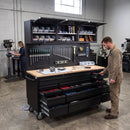 Overhead Pro 72" Rolling Tool Chest | 79" Tall | 24" Deep | 14 Drawers | Overheads | Pegboard & Power Strip by GTools USA
