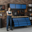 Overhead Pro 72" Rolling Tool Chest | 79" Tall | 24" Deep | 14 Drawers | Overheads | Pegboard & Power Strip by GTools USA