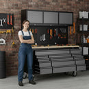 Overhead Pro 72" Rolling Tool Chest | 79" Tall | 24" Deep | 14 Drawers | Overheads | Pegboard & Power Strip by GTools USA