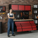 Overhead Pro 72" Rolling Tool Chest | 79" Tall | 24" Deep | 14 Drawers | Overheads | Pegboard & Power Strip by GTools USA