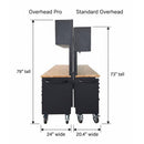 Overhead Pro 72" Rolling Tool Chest | 79" Tall | 24" Deep | 14 Drawers | Overheads | Pegboard & Power Strip by GTools USA