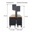 Overhead Pro 72" Rolling Tool Chest | 79" Tall | 24" Deep | 14 Drawers | Overheads | Pegboard & Power Strip by GTools USA